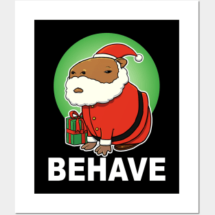 Behave Capybara Christmas Posters and Art